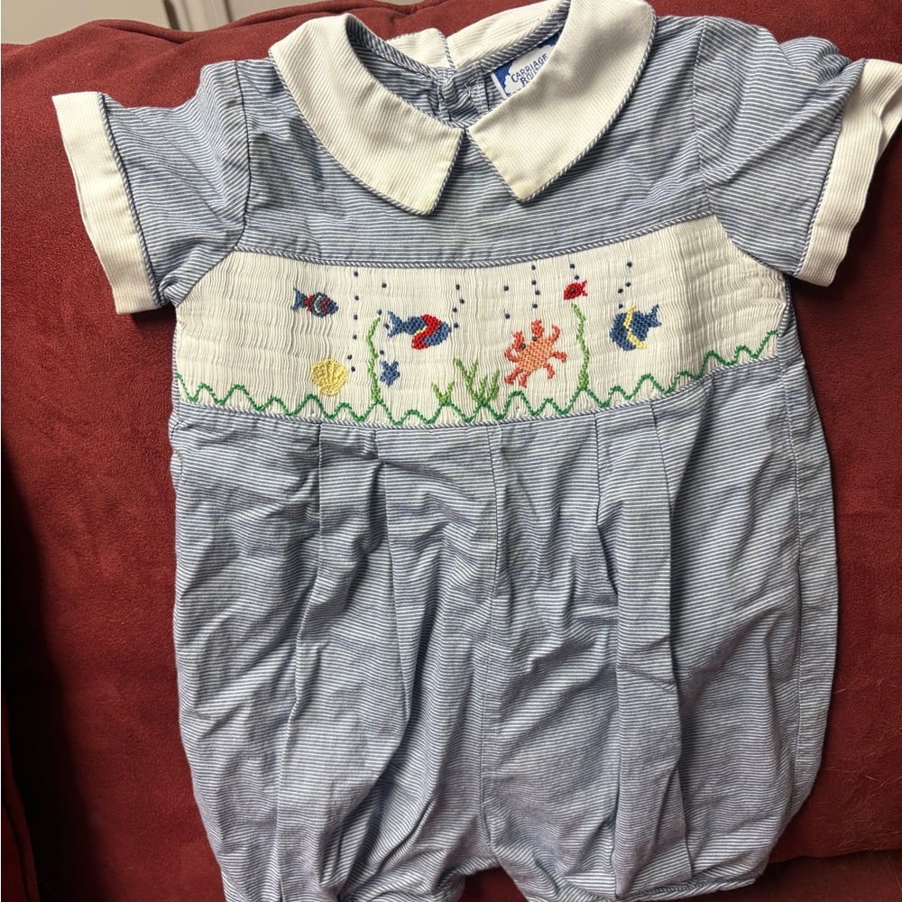 Carriage Boutique Striped Blue and White Bodysuit
